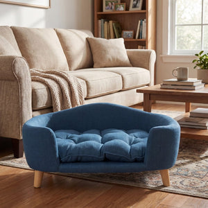 English Elm Elevated Pet Couch with Rubberwood Legs Corduroy Cushion and Foam Support for Small Dogs N779P395017N