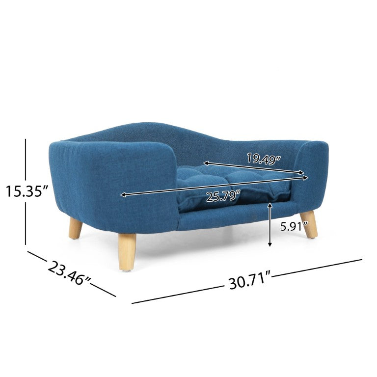 English Elm Elevated Pet Couch with Rubberwood Legs Corduroy Cushion and Foam Support for Small Dogs N779P395017N