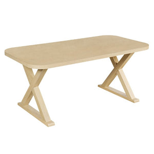 English Elm Natural Oak Veneer Rectangular Dining Table with X Base Rubberwood Legs Seats Six N779P396018T_N779P396012L