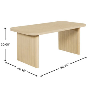 English Elm Natural Oak Veneer Rectangular Dining Table with Fluted Rubberwood Legs Seats Six N779P396018T_N779P396019L