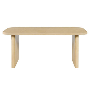 English Elm Natural Oak Veneer Rectangular Dining Table with Fluted Rubberwood Legs Seats Six N779P396018T_N779P396019L