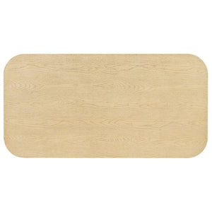 English Elm Natural Oak Veneer Rectangular Dining Table with Fluted Rubberwood Legs Seats Six N779P396018T_N779P396019L