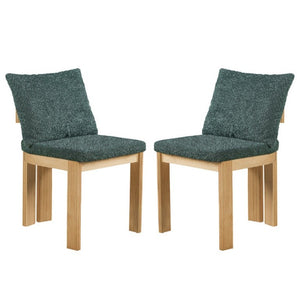 English Elm 5-Piece Fluted Rubberwood Dining Set with Oak Veneer Table and Green Boucle Armchairs N779P396021T_N779P396019L_N779P379862G-2