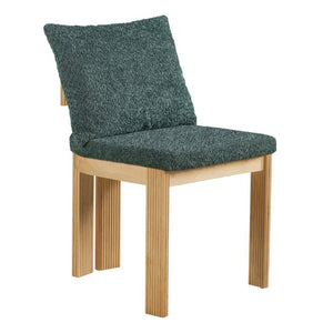 English Elm 5-Piece Fluted Rubberwood Dining Set with Oak Veneer Table and Green Boucle Armchairs N779P396021T_N779P396019L_N779P379862G-2