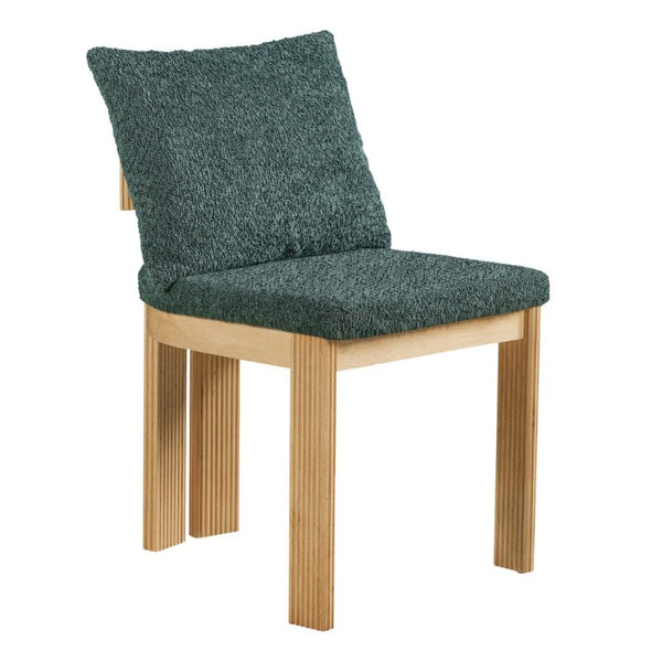 English Elm 5-Piece Fluted Rubberwood Dining Set with Oak Veneer Table and Green Boucle Armchairs N779P396021T_N779P396019L_N779P379862G-2