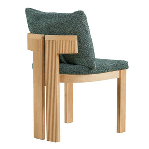 English Elm 5-Piece Fluted Rubberwood Dining Set with Oak Veneer Table and Green Boucle Armchairs N779P396021T_N779P396019L_N779P379862G-2