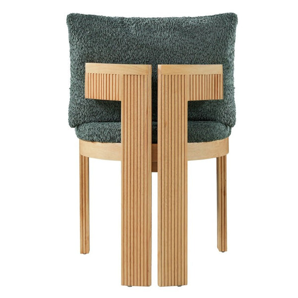 English Elm 5-Piece Fluted Rubberwood Dining Set with Oak Veneer Table and Green Boucle Armchairs N779P396021T_N779P396019L_N779P379862G-2