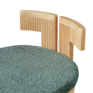 English Elm 5-Piece Fluted Rubberwood Dining Set with Oak Veneer Table and Green Boucle Armchairs N779P396021T_N779P396019L_N779P379862G-2