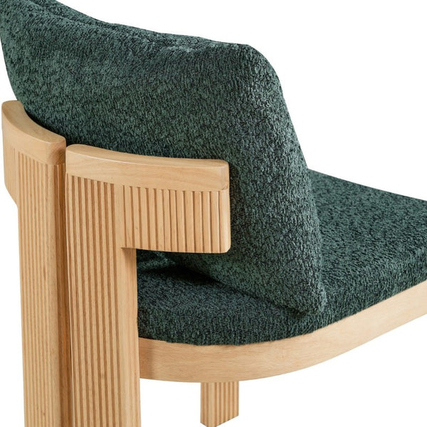 English Elm 5-Piece Fluted Rubberwood Dining Set with Oak Veneer Table and Green Boucle Armchairs N779P396021T_N779P396019L_N779P379862G-2