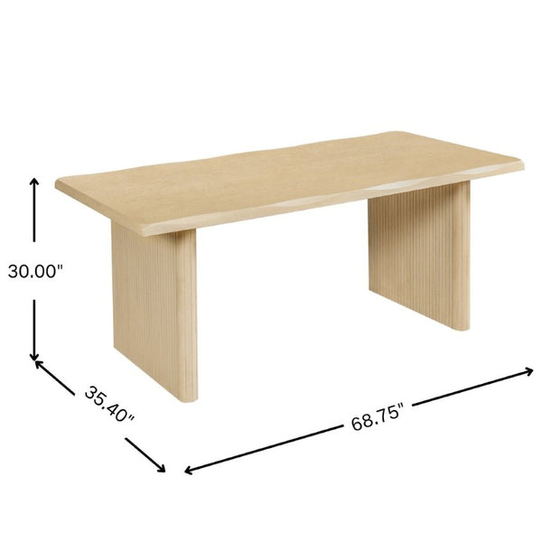 English Elm 5-Piece Fluted Rubberwood Dining Set with Oak Veneer Table and Green Boucle Armchairs N779P396021T_N779P396019L_N779P379862G-2