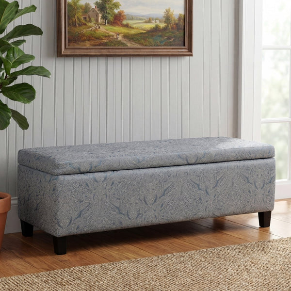 English Elm Indoor Tufted Jacquard Upholstered Storage Bench with Lift Top for Bedroom Entryway N779P396200H