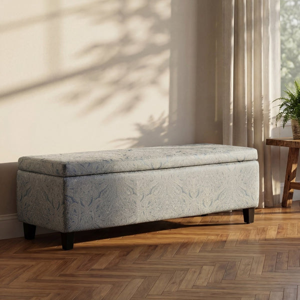 English Elm Indoor Tufted Jacquard Upholstered Storage Bench with Lift Top for Bedroom Entryway N779P396200H