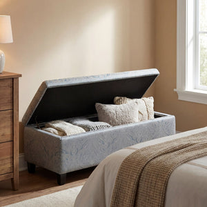 English Elm Indoor Tufted Jacquard Upholstered Storage Bench with Lift Top for Bedroom Entryway N779P396200H