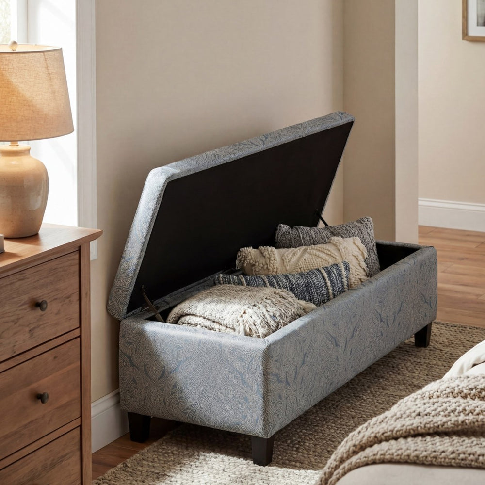 English Elm Indoor Tufted Jacquard Upholstered Storage Bench with Lift Top for Bedroom Entryway N779P396200H