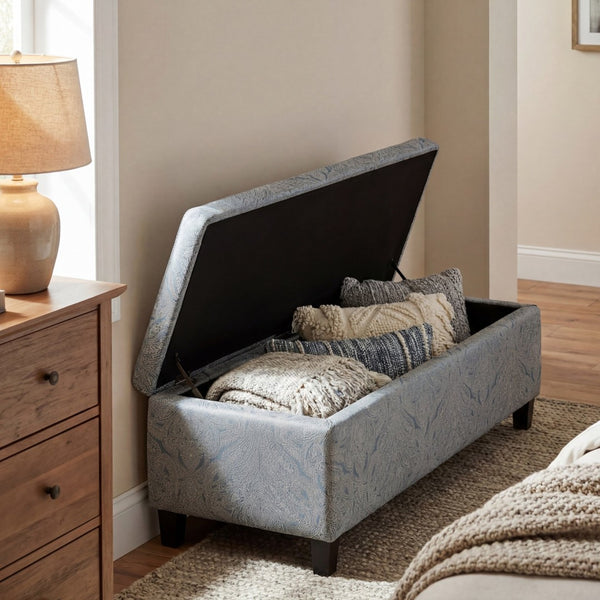 English Elm Indoor Tufted Jacquard Upholstered Storage Bench with Lift Top for Bedroom Entryway N779P396200H