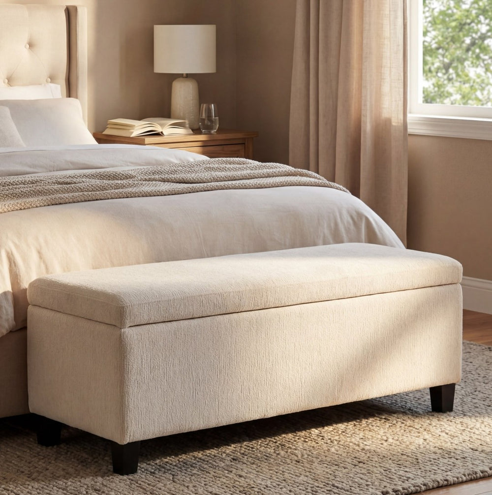 English Elm Indoor Boucle Upholstered Storage Bench with Lift Top Hidden Compartment Entryway Seat N779P396207W