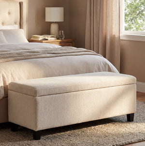 English Elm Indoor Boucle Upholstered Storage Bench with Lift Top Hidden Compartment Entryway Seat N779P396207W