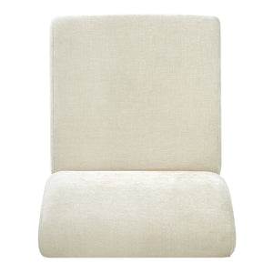 English Elm Modern Slipper Chair Beige Fabric Upholstered Walnut Legs Mid-century Living Room Seat N779P396231B