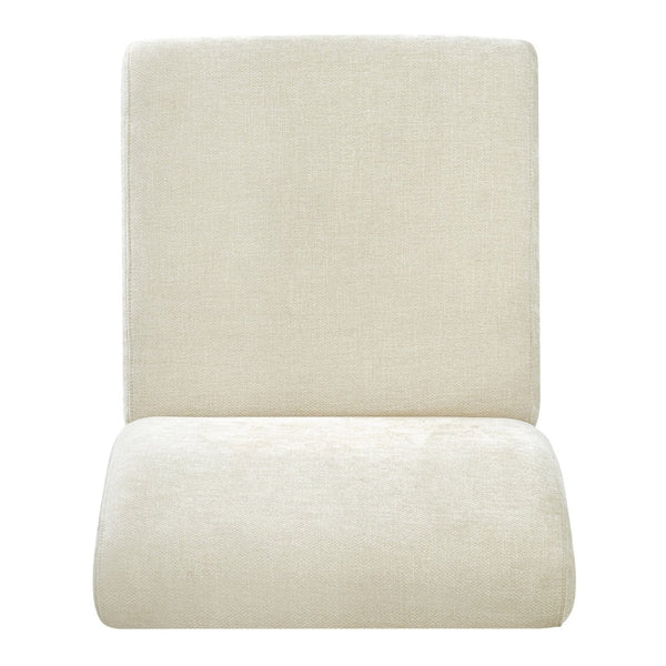English Elm Modern Slipper Chair Beige Fabric Upholstered Walnut Legs Mid-century Living Room Seat N779P396231B