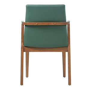 English Elm Mid-century Modern Armchair Set Rubberwood Frame Upholstered Dining Seating for Kitchen Green N779P400898F