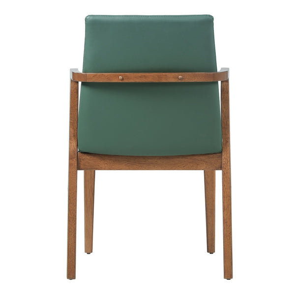 English Elm Mid-century Modern Armchair Set Rubberwood Frame Upholstered Dining Seating for Kitchen Green N779P400898F