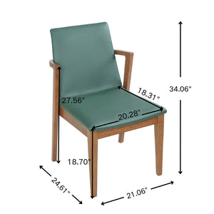 English Elm Mid-century Modern Armchair Set Rubberwood Frame Upholstered Dining Seating for Kitchen Green N779P400898F