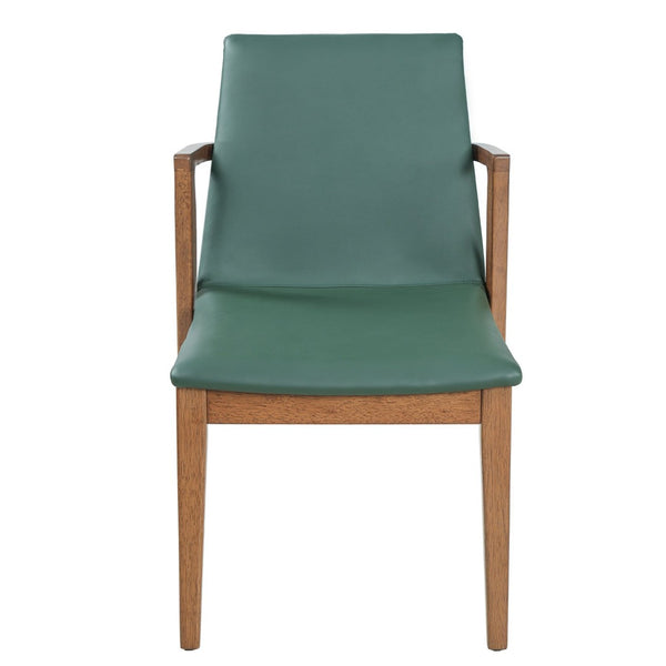 English Elm Mid-century Modern Armchair Set Rubberwood Frame Upholstered Dining Seating for Kitchen Green N779P400898F