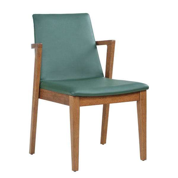 English Elm Mid-century Modern Armchair Set Rubberwood Frame Upholstered Dining Seating for Kitchen Green N779P400898F