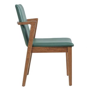 English Elm Mid-century Modern Armchair Set Rubberwood Frame Upholstered Dining Seating for Kitchen Green N779P400898F