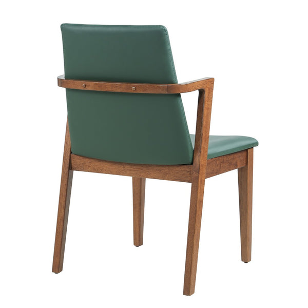 English Elm Mid-century Modern Armchair Set Rubberwood Frame Upholstered Dining Seating for Kitchen Green N779P400898F