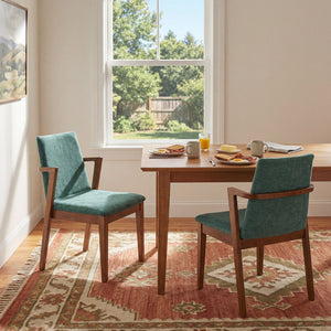 English Elm Mid-century Modern Armchairs Set of 2 with Rubberwood Legs and Upholstered Fabric Seats N779P400898G