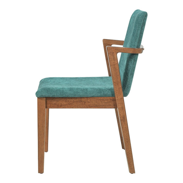 English Elm Mid-century Modern Armchairs Set of 2 with Rubberwood Legs and Upholstered Fabric Seats N779P400898G