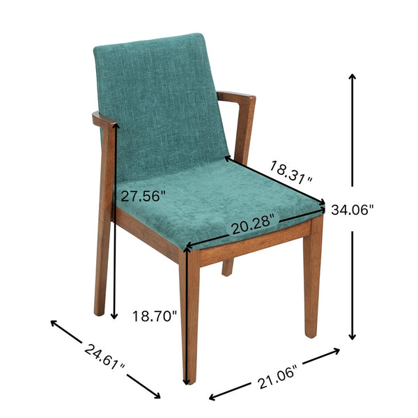 English Elm Mid-century Modern Armchairs Set of 2 with Rubberwood Legs and Upholstered Fabric Seats N779P400898G