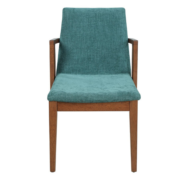 English Elm Mid-century Modern Armchairs Set of 2 with Rubberwood Legs and Upholstered Fabric Seats N779P400898G