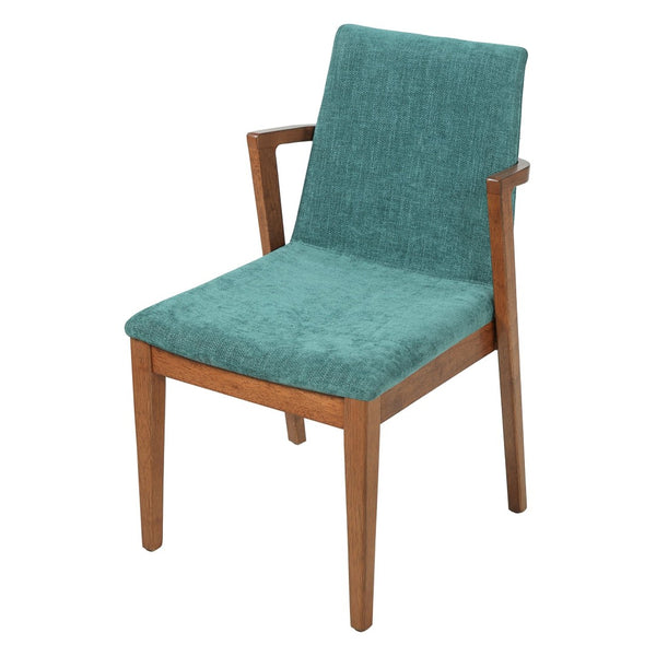 English Elm Mid-century Modern Armchairs Set of 2 with Rubberwood Legs and Upholstered Fabric Seats N779P400898G