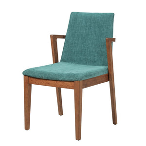 English Elm Mid-century Modern Armchairs Set of 2 with Rubberwood Legs and Upholstered Fabric Seats N779P400898G