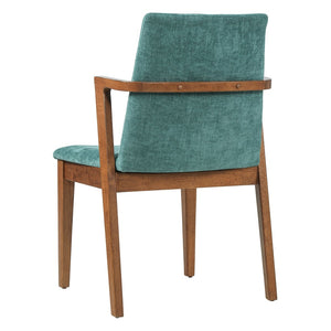 English Elm Mid-century Modern Armchairs Set of 2 with Rubberwood Legs and Upholstered Fabric Seats N779P400898G