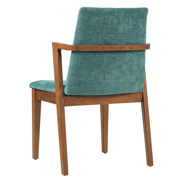 English Elm Mid-century Modern Armchairs Set of 2 with Rubberwood Legs and Upholstered Fabric Seats N779P400898G
