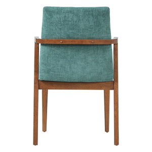 English Elm Mid-century Modern Armchairs Set of 2 with Rubberwood Legs and Upholstered Fabric Seats N779P400898G