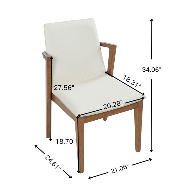 English Elm Mid-century Modern Armchair Set Rubberwood Frame Upholstered Dining Seating for Kitchen Beige N779P400898P