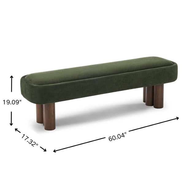 English Elm Indoor Sage Green Upholstered Dining Bench with Walnut Legs for Kitchen or Living Room N779P410498G