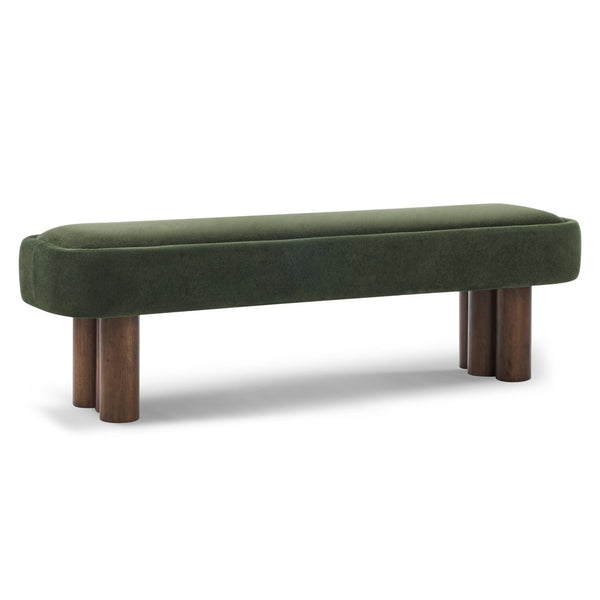 English Elm Indoor Sage Green Upholstered Dining Bench with Walnut Legs for Kitchen or Living Room N779P410498G