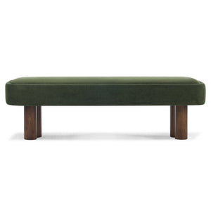English Elm Indoor Sage Green Upholstered Dining Bench with Walnut Legs for Kitchen or Living Room N779P410498G