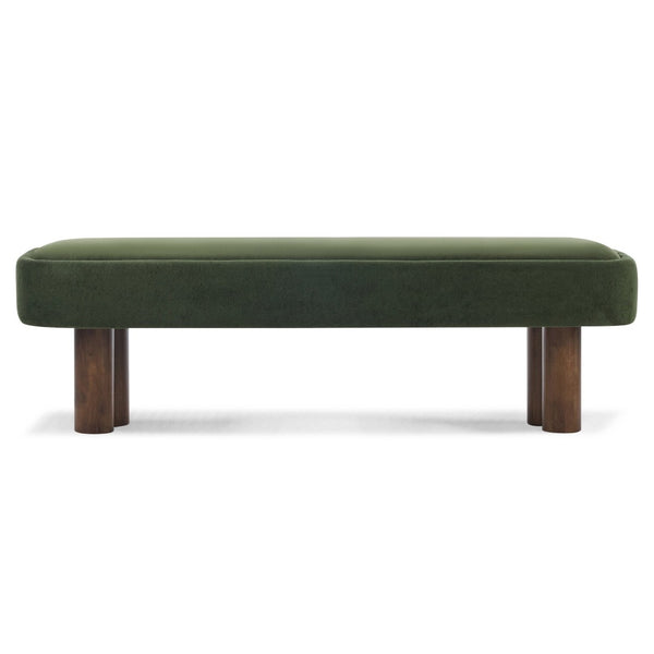 English Elm Indoor Sage Green Upholstered Dining Bench with Walnut Legs for Kitchen or Living Room N779P410498G