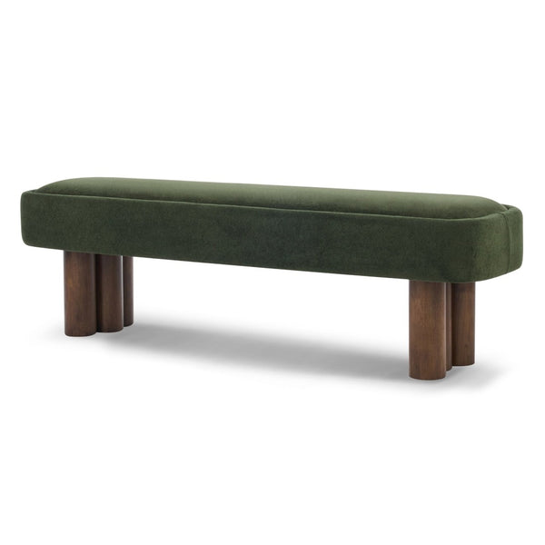 English Elm Indoor Sage Green Upholstered Dining Bench with Walnut Legs for Kitchen or Living Room N779P410498G