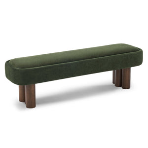 English Elm Indoor Sage Green Upholstered Dining Bench with Walnut Legs for Kitchen or Living Room N779P410498G