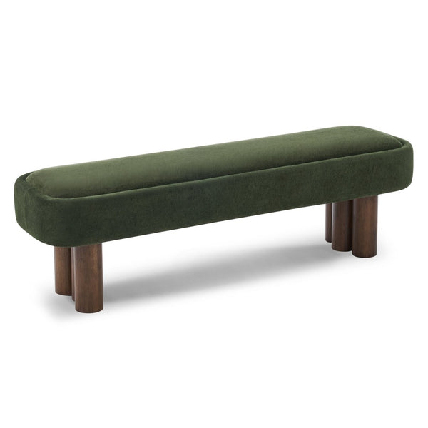 English Elm Indoor Sage Green Upholstered Dining Bench with Walnut Legs for Kitchen or Living Room N779P410498G