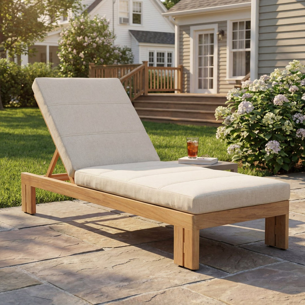 English Elm Outdoor Chaise Lounge Cushion Thick Foam Zippered Cover Uv Resistant Patio Pad Beige N779P411816B