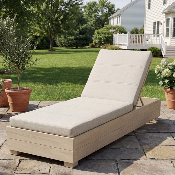 English Elm Outdoor Chaise Lounge Cushion Thick Foam Zippered Cover Uv Resistant Patio Pad Beige N779P411816B