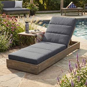English Elm Outdoor Chaise Lounge Cushion Thick Foam Zippered Cover Uv Resistant Patio Pad Grey N779P411816G